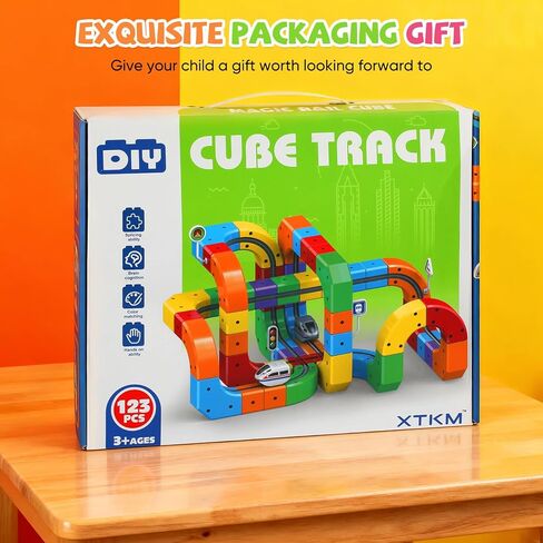 Electric Train Set for Kids Flexible Race Track Toy DIY 3D Embedded Layouts & Motorized Car 3-8 Year Old Boys Girls Toys STEM Learning Gift (123Pcs,2 Car) in Saudi Arabia