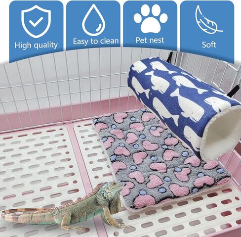 حقيبة نوم من القطيفة للزواحف، حقيبة نوم للزواحف، وسادة للحيوانات الأليفة الصغيرة، حقيبة نوم مريحة من القطيفة للسحالي، إغوانا الفهد (أزرق) in Kuwait