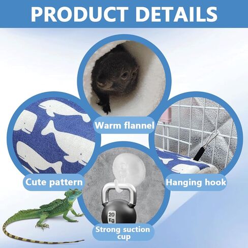 حقيبة نوم من القطيفة للزواحف، حقيبة نوم للزواحف، وسادة للحيوانات الأليفة الصغيرة، حقيبة نوم مريحة من القطيفة للسحالي، إغوانا الفهد (أزرق) in Kuwait