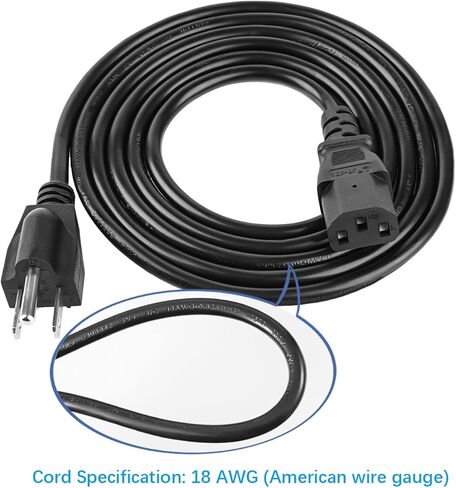 Power Cord Compatible with Instant Pot Electric Pressure Cooker, Power Quick Pot, Rice Cooker, Soy Milk Maker, Microwaves More and Kitchen Appliances 3 Prong Replacement Power Cable UL Listed in Saudi Arabia