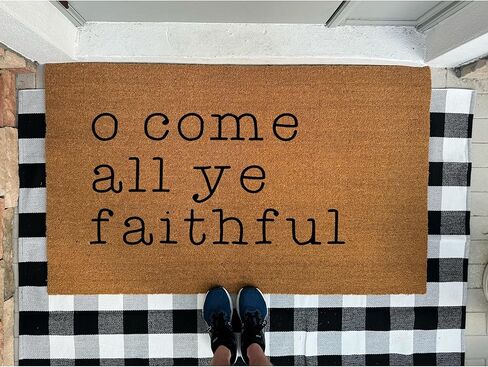 Doormat O Come All Ye Faithful | Christmas Decoration Welcome Mat Holiday Christian Gift stk2051 in Saudi Arabia