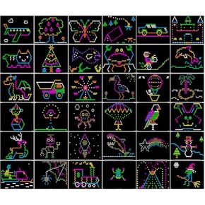 حزمة المبتدئين رقم 1 - أوراق إعادة ملء الورق بنمط قالب لـ Lite Brite Ultimate Classic - (36 حزمة - 7 × 8 بوصة) in Kuwait