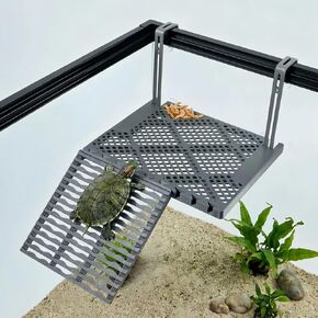 منصة تشمس السلحفاة المعلقة من SolidForm مع صينية طعام مدمجة، بدون سحاب مربوط، تراس منحدر غير قابل للانزلاق، رصيف للسلاحف، لملحقات خزان السلاحف السلحفاة سعة 20-75 جالون in Kuwait