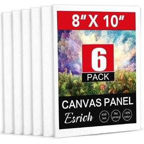 ESRICH 8x10 Canvas for Painting, 6 Pack Canvas Boards for Painting Primed Acid Free Blank Canvas Panels for Oil Paint, Watercolor, Acrylic Paint, Gouache and Tempera. in Kuwait