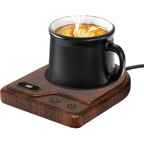 Mug Warmer, Coffee Mug Warmer with 3 Adjustable Temperature Settings, Coffee Warmer 2-12 Auto Shutoff, Digital Display Coffee Cup Warmer for Desk, Wood Grain Texture Mug Warmer for Desk Gift Choice in Kuwait