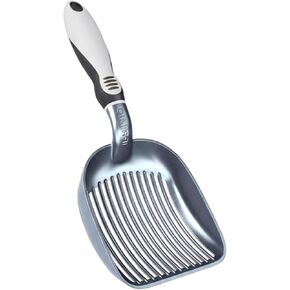 مغرفة فضلات القطط المعدنية من iPrimio مع مجرفة عميقة، باللون الأسود - مغرفة فضلات القطط المصنوعة من الألومنيوم المطلي غير القابل للالتصاق مع حامل - مغرفة صندوق الفضلات - مغرفة فضلات القطط المعدنية - منخل حاصل على براءة اختراع مع حامل - مقبض صلب in Kuwait