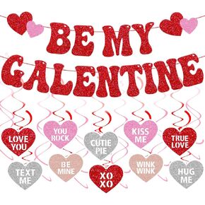 Be My Galentine Banner Happy Galentine’s Day Decorations for Ladies Girls Galentine’s Day Celebration Party Decor Romantic Valentine’s Day Hanging Swirls Party Supplies in Kuwait
