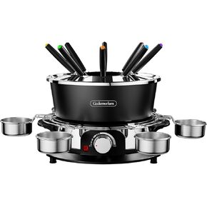 Electric Fondue Pot Set for Chocolate, 1300W Cheese Fondue Set with Multiple Fondue Pots with Adjustable Temperature, 8 Color-Code Fondue Forks, Serve 8 Persons (with 6 plate) in Kuwait