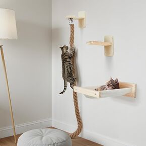 Weysat 3 Pcs Cat Wall Hammock Mounted Shelves with 4.92 ft Climbing Rope Steps and 15.8 x 11.8 Inch Cat Bed Kitten Tree Scratching Rope Climbing Tower Wall Shelves Perch Pet Furniture for Playing Rest in Saudi Arabia