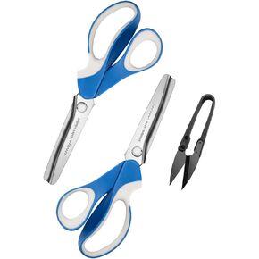 مجموعة مقصات Pinking (عبوة من قطعتين، حواف مسننة وصدفية) من Astrowinter - مقص متعرج للقماش والجلد والورق - مقص خياطة الخياطة باللون الوردي AW-002-E in Kuwait