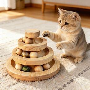 وسادة خدش للقطط من السيزال الطبيعي لعبة قطط خشبية تفاعلية مع كرة زنبركية للمطاردة والصيد والتمارين البدنية وألعاب القطط بساط خدش للقطط لحماية أثاث القطط الداخلية in Kuwait