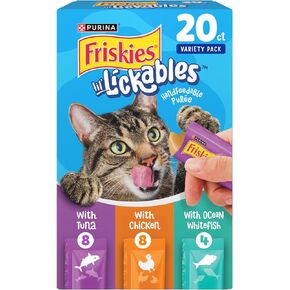 Purina Friskies Lil’ Lickables with Chicken, with Tuna or with Ocean Whitefish Variety Pack Lickable Cat Treats  - 10 oz. (Pack of 20) in Kuwait