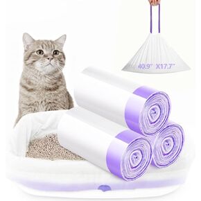 Cat Litter Box Liners,Jumbo Size 40.9"x17.7",21 Count,Extra Thick Drawstring Bags for Rectangular Litter Pans Under 36" Girth,Easy Clean Up in Kuwait