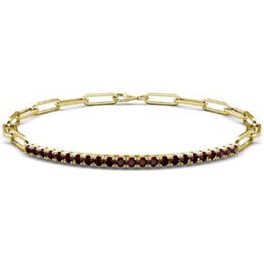 1.15 ctw Red Garnet Paperclip Links Tennis Bracelet in 14K Gold in Saudi Arabia