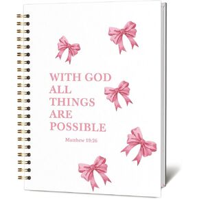 KIDEAR Christian Journal for Women, Prayer Notebook for Bible Study Notes,Cute Pink Bow Faith Journal,Coquette Preppy Christian Gifts for Teen Girls,Church Note Bible Study Supplies - A03 in Saudi Arabia