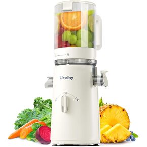 Juicer Machines, 2-in-1 Cold Press Juicer for Juice & Sorbet, suit for Vegetable and Fruit with 5-Inch Wide Chute, Powerful Masticating//High-Yield High Nutrients/Rev Mode/Easier Clean (Off-white) in Kuwait