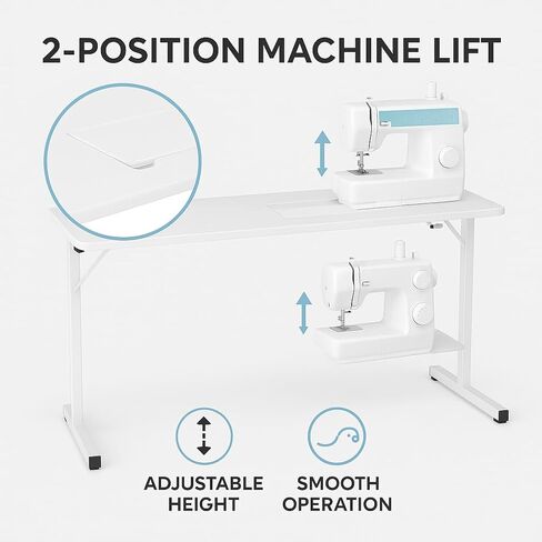 Ergode Gidget I Sewing Table – 2-Position Lift, Sturdy Steel Legs, Built-in Measuring Guide, Foldable & Fits Machines Up to 35 lbs in Saudi Arabia