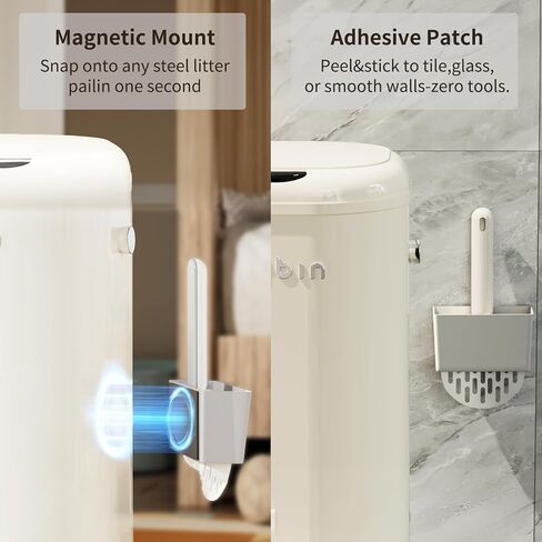 سلة مهملات فضلات القطط من MRBIN مصنوعة من المعدن، سعة 30 لتر / 7.9 جالون، سطل حفاضات امتصاص تلقائي، صندوق قمامة بعجلات، صندوق فضلات للتحكم في رائحة فضلات القطط، مستشعر للحركة in Kuwait
