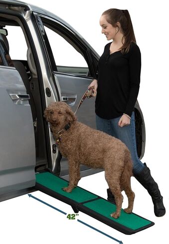 Pet Gear SupertraX Ramps for Dogs and Cats, Maximum Traction Surface, Portable/Easy-Fold (No Tools Required), Built in Handle for Travel, 5 Models, 42" L X 16" W, Supports 150 lbs, Wheat in Saudi Arabia