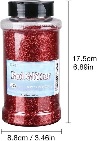 TORC Red Fine Glitter 1 Pound 16 OZ Glitter Powder for Tumblers Resin Crafts Slime Cosmetic Nail Painting Festival Decoration in Kuwait
