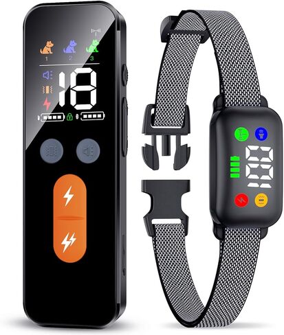 طوق صدمات للكلاب، طوق صدمات للكلاب قابل لإعادة الشحن مع جهاز تحكم عن بعد للكلاب المتوسطة والكبيرة بوزن 40-120 رطل، طوق تدريب الكلاب المقاوم للماء IP68 مع اهتزاز صوت وثابت in Kuwait