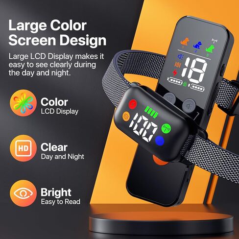 طوق صدمات للكلاب، طوق صدمات للكلاب قابل لإعادة الشحن مع جهاز تحكم عن بعد للكلاب المتوسطة والكبيرة بوزن 40-120 رطل، طوق تدريب الكلاب المقاوم للماء IP68 مع اهتزاز صوت وثابت in Kuwait