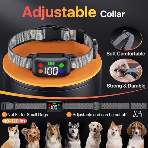 طوق صدمات للكلاب، طوق صدمات للكلاب قابل لإعادة الشحن مع جهاز تحكم عن بعد للكلاب المتوسطة والكبيرة بوزن 40-120 رطل، طوق تدريب الكلاب المقاوم للماء IP68 مع اهتزاز صوت وثابت in Kuwait