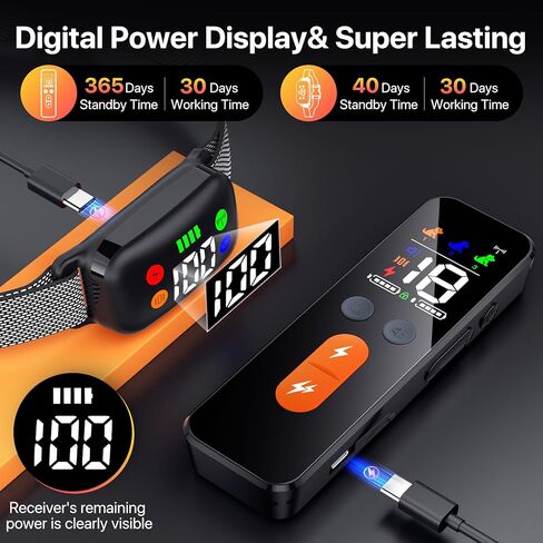 طوق صدمات للكلاب، طوق صدمات للكلاب قابل لإعادة الشحن مع جهاز تحكم عن بعد للكلاب المتوسطة والكبيرة بوزن 40-120 رطل، طوق تدريب الكلاب المقاوم للماء IP68 مع اهتزاز صوت وثابت in Kuwait