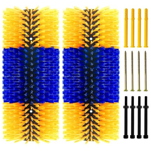 2-Pack Heavy Duty Livestock Scratch Brush, Flexible 90° Bendable Cattle Brush for Grooming, Massage & Cleaning, Durable Animal Scratching Brushes for Cattle,Horse,Pig,Goat,Barn,Stable,Fence Mount in Kuwait