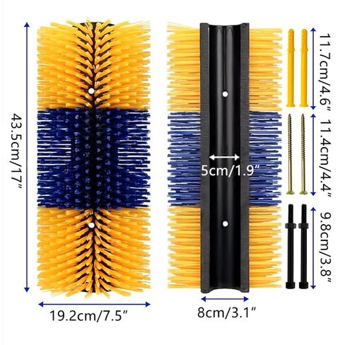 2-Pack Heavy Duty Livestock Scratch Brush, Flexible 90° Bendable Cattle Brush for Grooming, Massage & Cleaning, Durable Animal Scratching Brushes for Cattle,Horse,Pig,Goat,Barn,Stable,Fence Mount in Kuwait