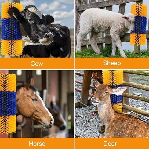 2-Pack Heavy Duty Livestock Scratch Brush, Flexible 90° Bendable Cattle Brush for Grooming, Massage & Cleaning, Durable Animal Scratching Brushes for Cattle,Horse,Pig,Goat,Barn,Stable,Fence Mount in Kuwait