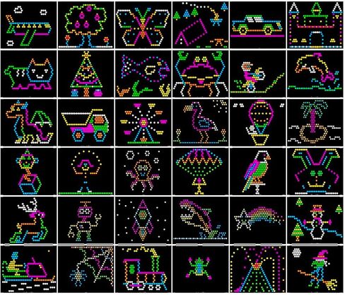 حزمة المبتدئين رقم 1 - أوراق إعادة ملء الورق بنمط قالب لـ Lite Brite Ultimate Classic - (36 حزمة - 7 × 8 بوصة) in Kuwait