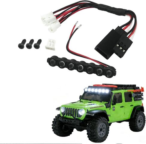 RC Car LED Head Lights Bar for Axial SCX30 1/30 Jeep Wrangler, 7-Light Roof Light Kit with Wiring Harness (White Light Bar) in Saudi Arabia