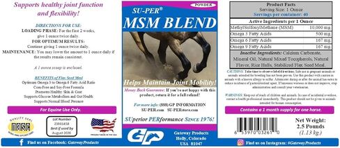 مكمل مفاصل الحصان SU-PER MSM Blend - يساعد في الحفاظ على حركة المفاصل ومرونتها في الخيول - 2.5 رطل in Kuwait