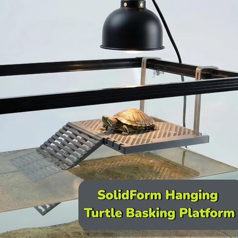 منصة تشمس السلحفاة المعلقة من SolidForm مع صينية طعام مدمجة، بدون سحاب مربوط، تراس منحدر غير قابل للانزلاق، رصيف للسلاحف، لملحقات خزان السلاحف السلحفاة سعة 20-75 جالون in Kuwait