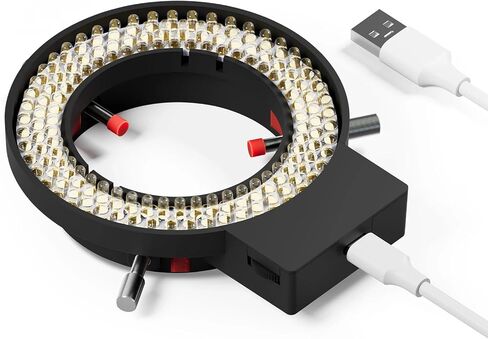 DIYPHONE قابل للتعديل 144 LED ضوء حلقة مضيئة لمجهر ستيريو، مجهر LED ضوء حلقة، مصدر مصباح التركيز، أضواء مخصصة، أداة إضاءة المجاهر الصناعية، أسود in Saudi Arabia