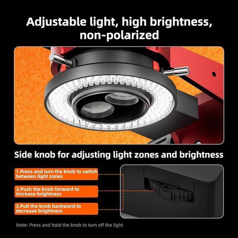 DIYPHONE قابل للتعديل 144 LED ضوء حلقة مضيئة لمجهر ستيريو، مجهر LED ضوء حلقة، مصدر مصباح التركيز، أضواء مخصصة، أداة إضاءة المجاهر الصناعية، أسود in Saudi Arabia