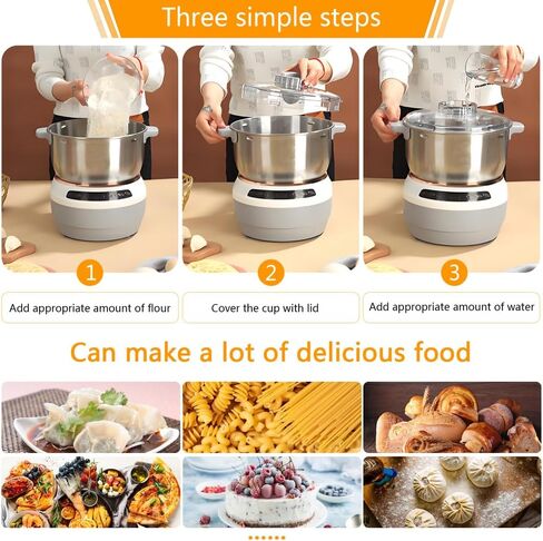Electric Dough Maker Machine with Fermentation Function, 7L Large Capacity Household Dough Mixer, 304 Stainless Steel, Microcomputer Timing, Front Touch Panel, Gray,7L in Saudi Arabia