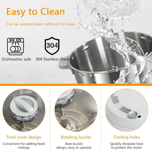 Electric Dough Maker Machine with Fermentation Function, 7L Large Capacity Household Dough Mixer, 304 Stainless Steel, Microcomputer Timing, Front Touch Panel, Gray,7L in Saudi Arabia