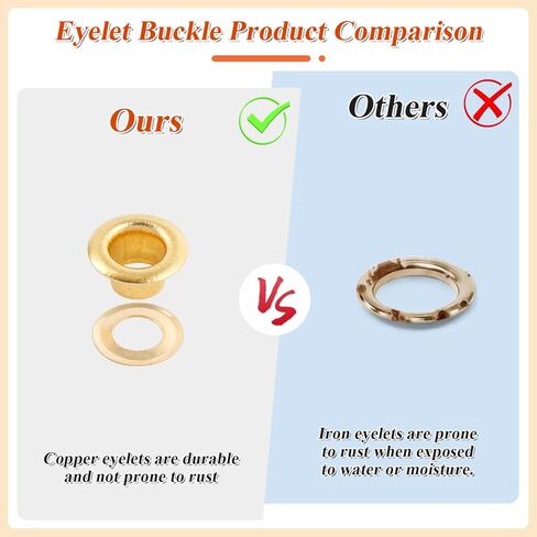 PECMER 300 PCS Gold Eyelets and Grommets- 1/8 Inch Copper Eyelets Grommets with Washers for Belt Bag Tag Scrapbook-3mm Eyelets for Paper Crafts and Fabric Shoes in Saudi Arabia