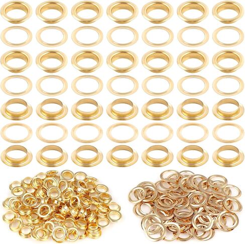 PECMER 300 PCS Gold Eyelets and Grommets- 1/8 Inch Copper Eyelets Grommets with Washers for Belt Bag Tag Scrapbook-3mm Eyelets for Paper Crafts and Fabric Shoes in Saudi Arabia