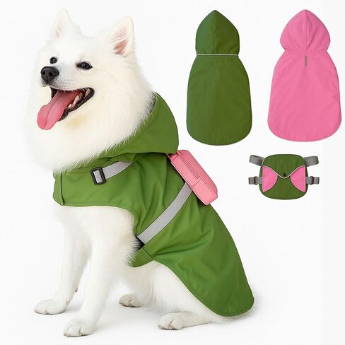Dog Raincoat Reversible Jacket with Backpack – Waterproof, Stylish & Practical (Medium) in Saudi Arabia