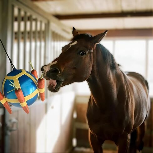 Horse Treat Ball - Blue and Green Carrot Enrichment Toy to Soothe and Play, Prevents Boredom Busters for Horse Puzzle Feeder -Jolly Ball (Blue) in Saudi Arabia