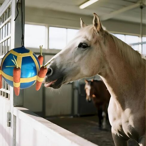 Horse Treat Ball - Blue and Green Carrot Enrichment Toy to Soothe and Play, Prevents Boredom Busters for Horse Puzzle Feeder -Jolly Ball (Blue) in Saudi Arabia