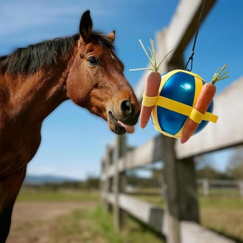 Horse Treat Ball - Blue and Green Carrot Enrichment Toy to Soothe and Play, Prevents Boredom Busters for Horse Puzzle Feeder -Jolly Ball (Blue) in Saudi Arabia