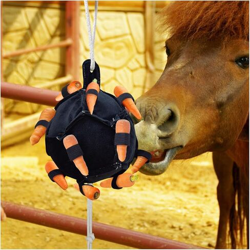 La La Pet Hanging Carrot Feeding Ball Interactive Feed Toy Relieve Stress and Avoid Boredom Equine Pony Cattle and Goat Treat Hay Balls Horse Stable Supplies Black in Saudi Arabia