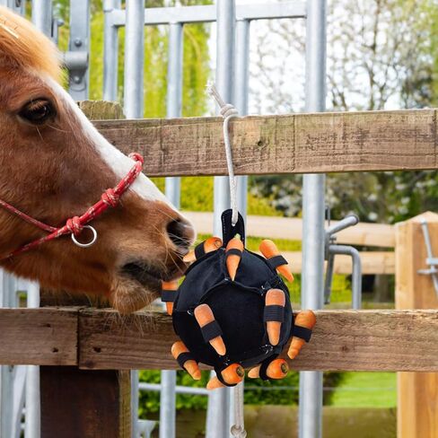 La La Pet Hanging Carrot Feeding Ball Interactive Feed Toy Relieve Stress and Avoid Boredom Equine Pony Cattle and Goat Treat Hay Balls Horse Stable Supplies Black in Saudi Arabia
