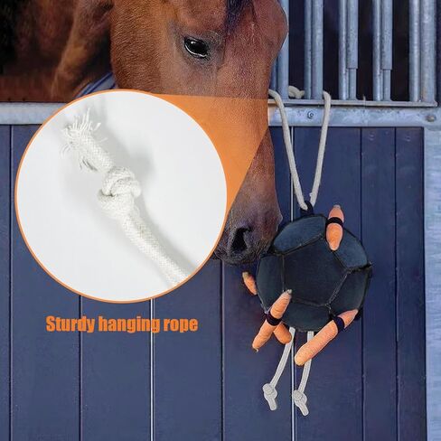 La La Pet Hanging Carrot Feeding Ball Interactive Feed Toy Relieve Stress and Avoid Boredom Equine Pony Cattle and Goat Treat Hay Balls Horse Stable Supplies Black in Saudi Arabia