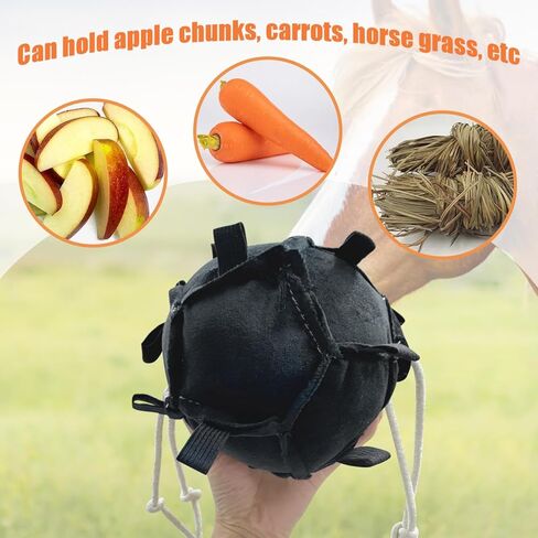 La La Pet Hanging Carrot Feeding Ball Interactive Feed Toy Relieve Stress and Avoid Boredom Equine Pony Cattle and Goat Treat Hay Balls Horse Stable Supplies Black in Saudi Arabia