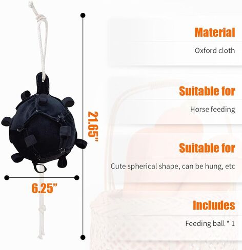 La La Pet Hanging Carrot Feeding Ball Interactive Feed Toy Relieve Stress and Avoid Boredom Equine Pony Cattle and Goat Treat Hay Balls Horse Stable Supplies Black in Saudi Arabia